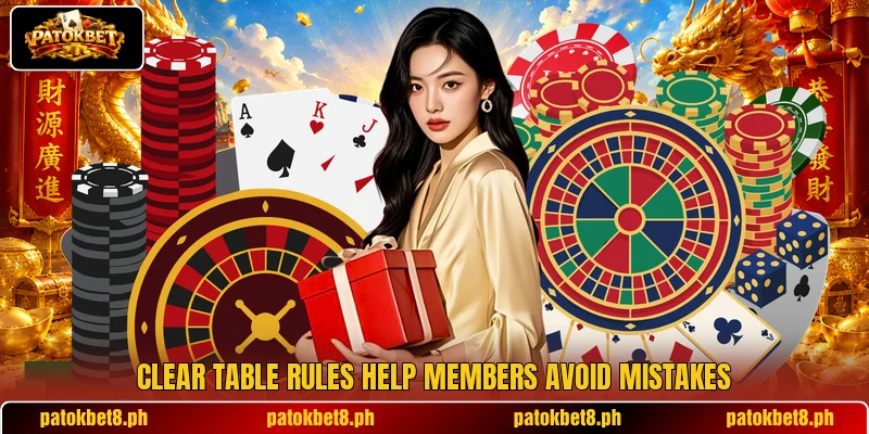 Clear table rules help members avoid mistakes Clear table rules help members avoid mistakes