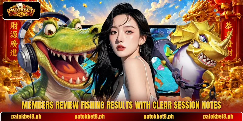 Members review fishing results with clear session notes Members review fishing results with clear session notes