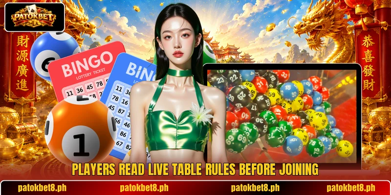 Players read live table rules before joining