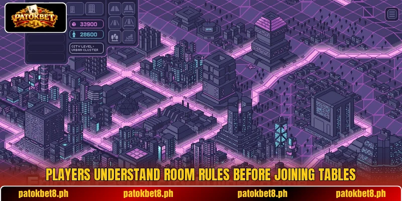 Players understand room rules before joining tables Players understand room rules before joining tables